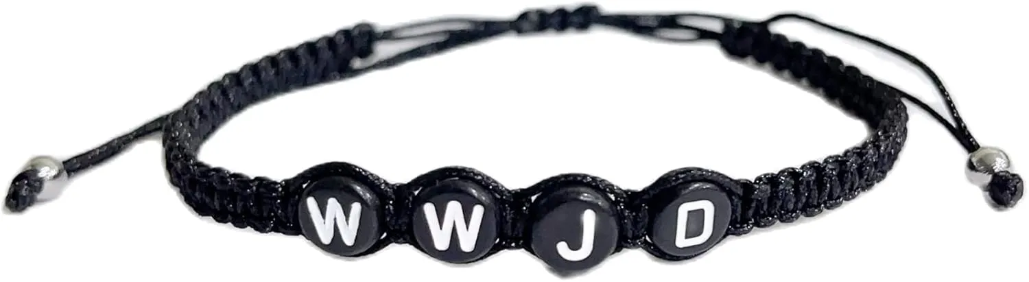 1/4Pcs Set WWJD Rope Beaded Adjustable Bracelet What Would Jesus Do Woven Wristbands Bracelet for Women Men Jewelry Colorful Gifts Braied