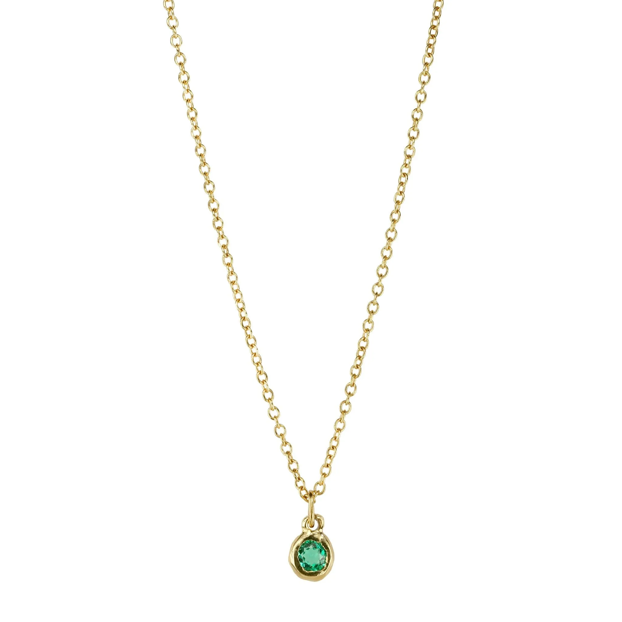 18K Gold Emerald Charm