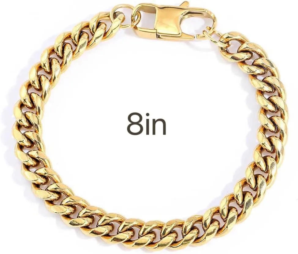 18K gold men's bracelet, women's bracelet, Cuban style simple buckle, easy to disassemble, high-end fashion gift