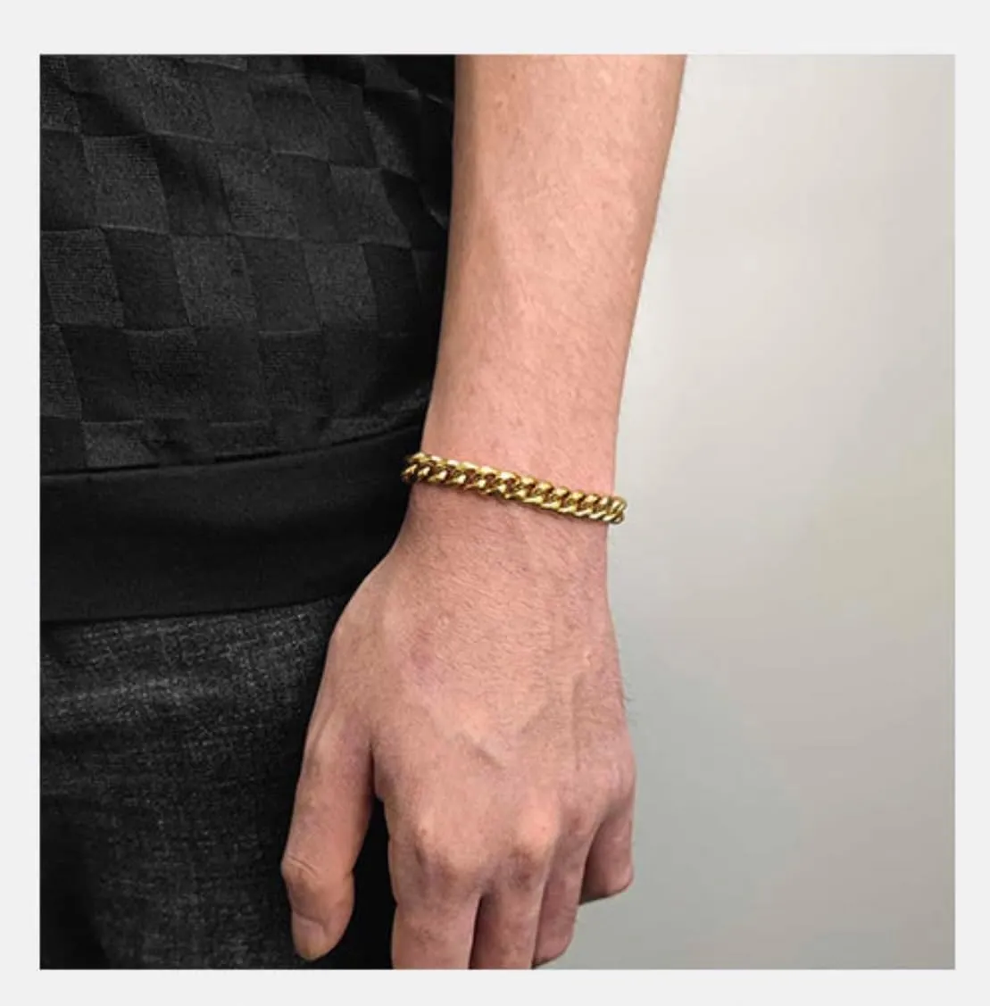 18K gold men's bracelet, women's bracelet, Cuban style simple buckle, easy to disassemble, high-end fashion gift