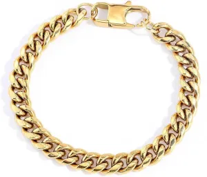 18K gold men's bracelet, women's bracelet, Cuban style simple buckle, easy to disassemble, high-end fashion gift