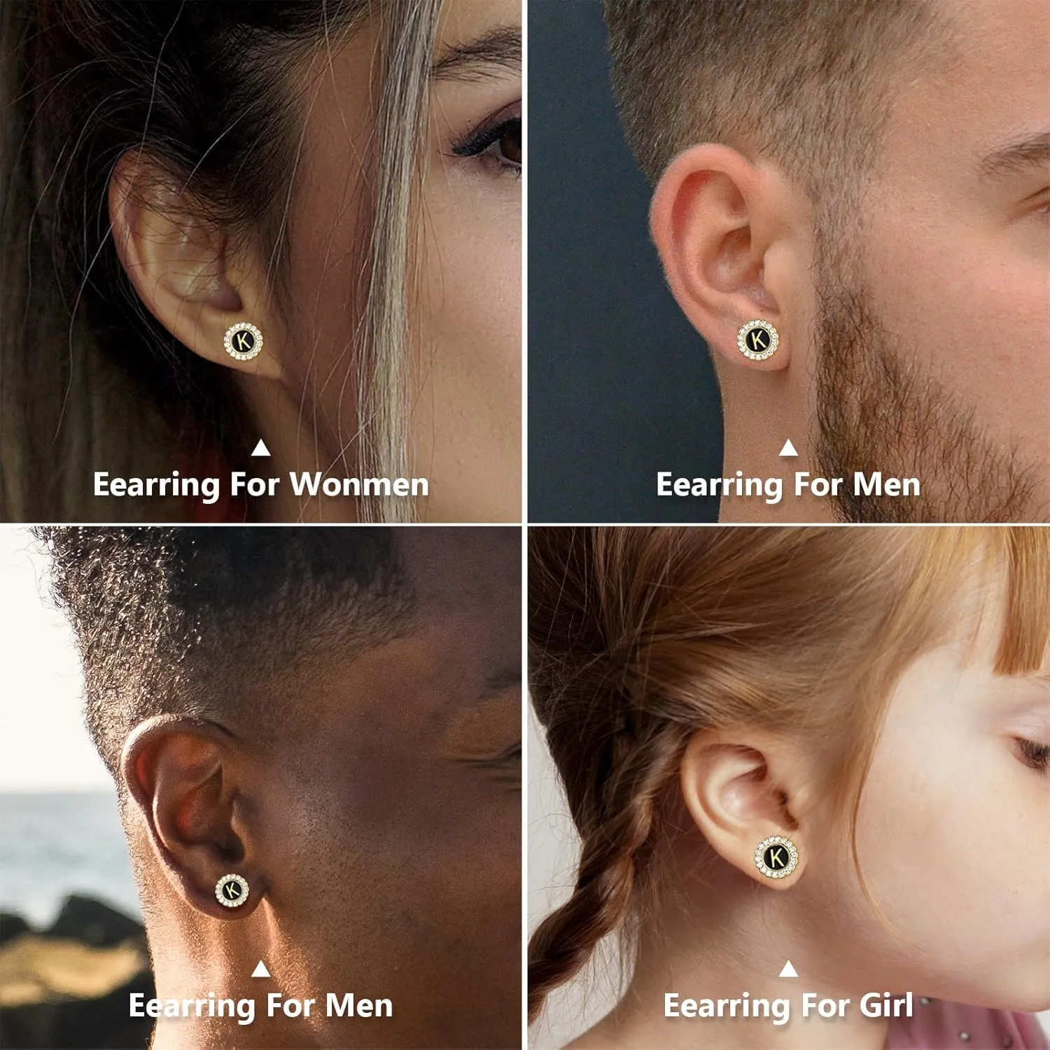 18K Gold or Silver Tone Initial Stud Earrings for Men, Mens Jewelry or Accessories (Designed By HAWSON)