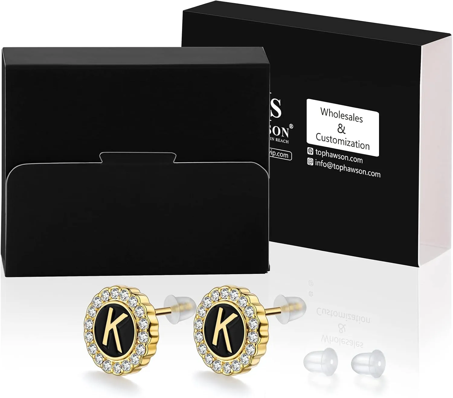 18K Gold or Silver Tone Initial Stud Earrings for Men, Mens Jewelry or Accessories (Designed By HAWSON)