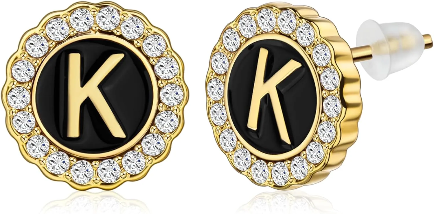 18K Gold or Silver Tone Initial Stud Earrings for Men, Mens Jewelry or Accessories (Designed By HAWSON)