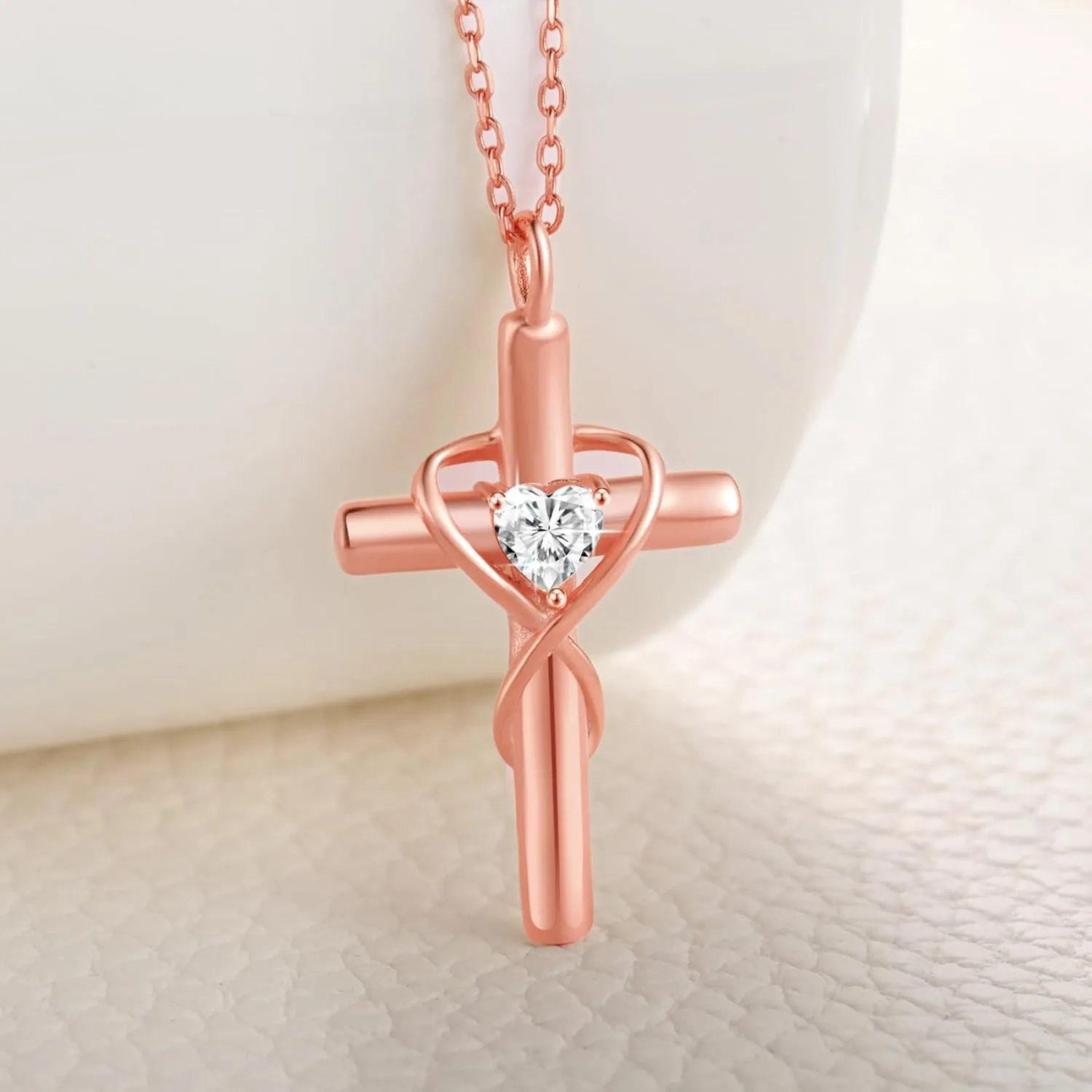 18K Gold Plated Cross Necklace for Women, 925 Sterling Silver Necklaces for Women, Infinity Heart Jewelry with 5A Cubic Zirconia, Anniversary Birthday Baptism Christian Gifts for Women Wife Her