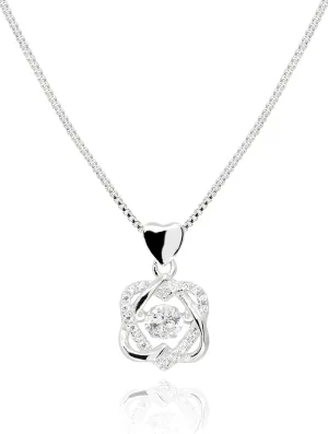 2 Interlocking Infinity Heart Necklace for Women  14K Gold Over 925 Sterling Silver Dancing Cubic Zirconia Pendant  Mom and Daughter Mothers Day Gifts Ideas [HN-DC]