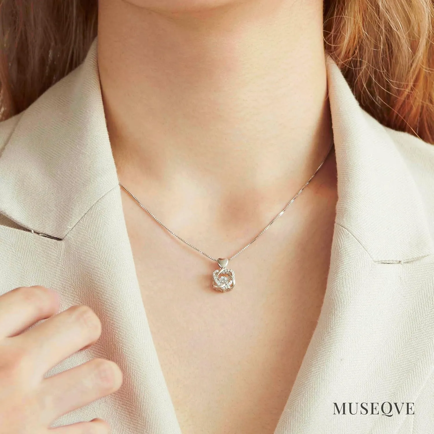 2 Interlocking Infinity Heart Necklace for Women  14K Gold Over 925 Sterling Silver Dancing Cubic Zirconia Pendant  Mom and Daughter Mothers Day Gifts Ideas [HN-DC]