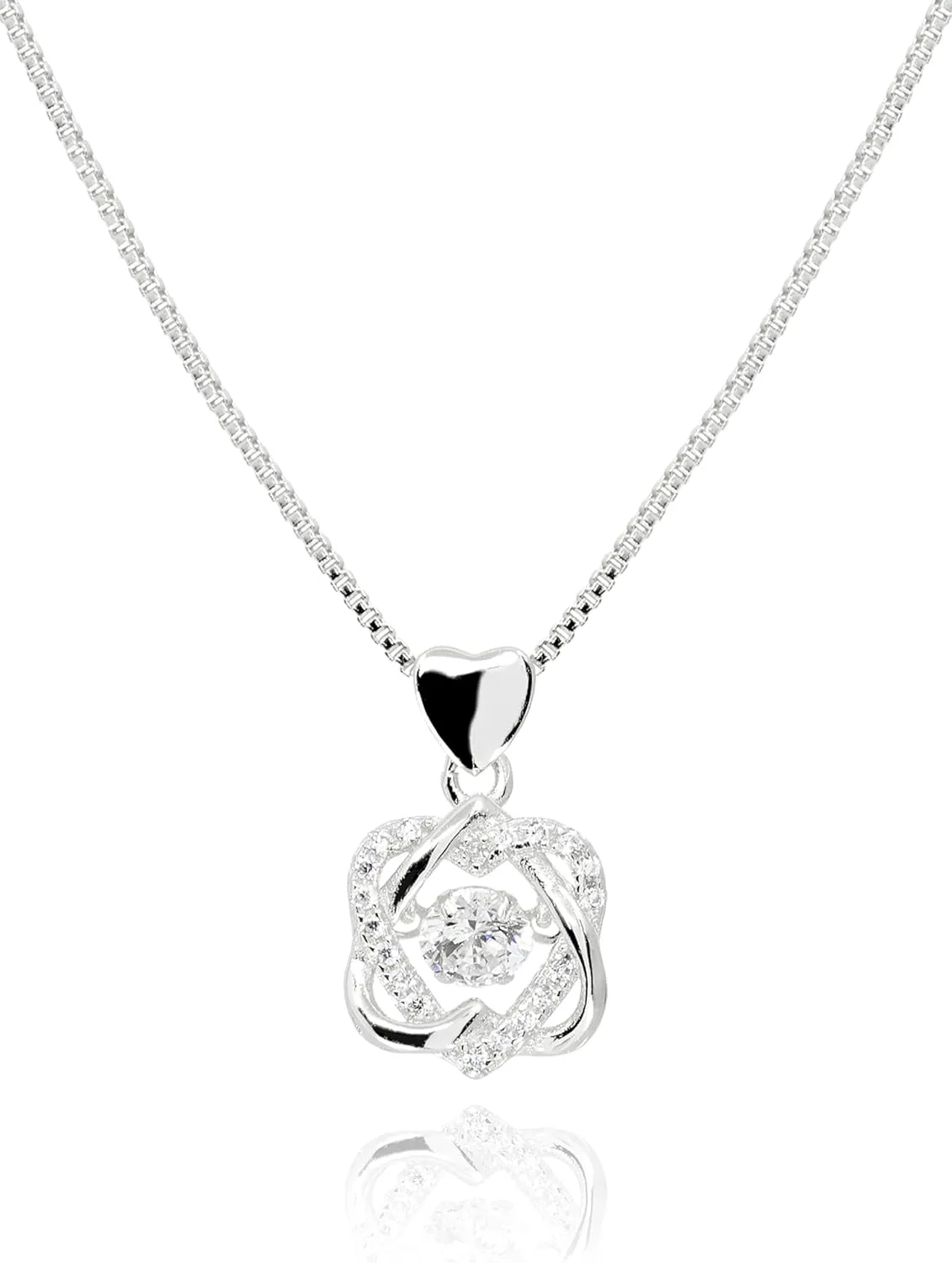 2 Interlocking Infinity Heart Necklace for Women  14K Gold Over 925 Sterling Silver Dancing Cubic Zirconia Pendant  Mom and Daughter Mothers Day Gifts Ideas [HN-DC]