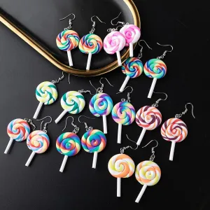 2 Pcs Colorful Lollipop Food Stainless Steel Earrings Necklace Set for Women Girls Jewelry Gifts