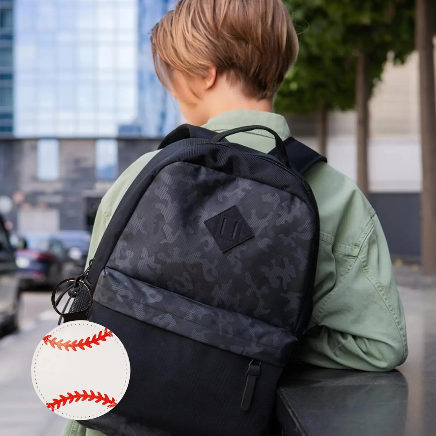 2 PCS Leather Baseball Softball Keychain,Sport Ball Keychain,Large Baseball Softball Accessories Decorations