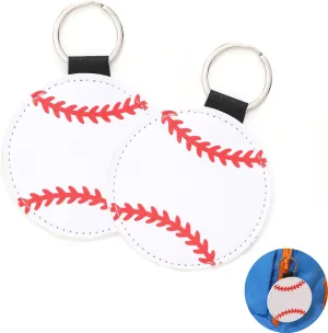 2 PCS Leather Baseball Softball Keychain,Sport Ball Keychain,Large Baseball Softball Accessories Decorations