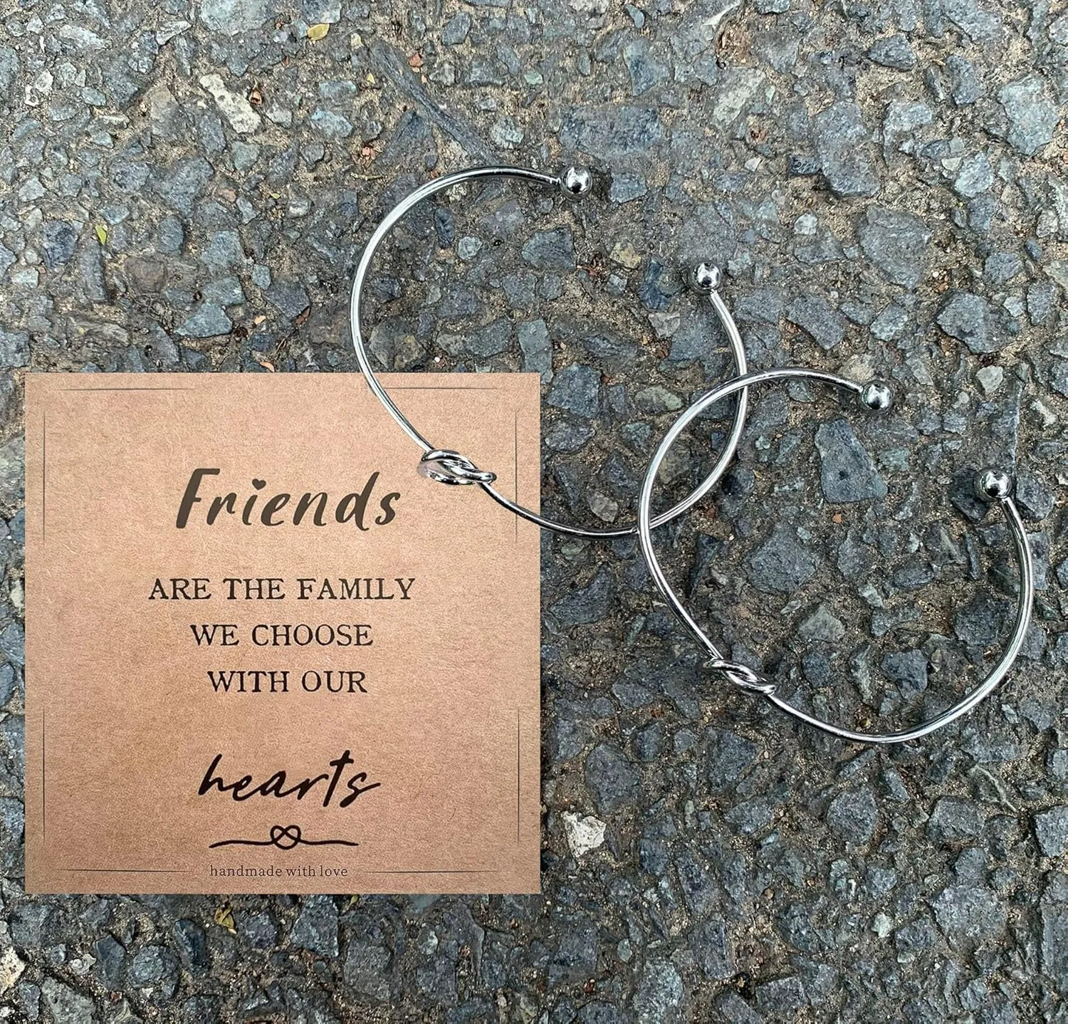 2 Pcs Love Knot Friendship Bracelets, Friend Cuff Bangle Jewelry Gifts for Women Sister Bff Bestie with Card