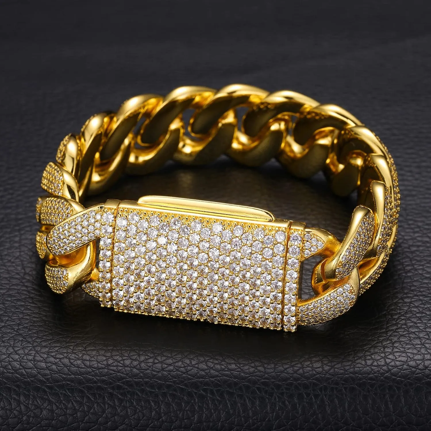 20mm Iced Out Cuban Link Chain 18K White Gold Plated 4-Row dense 5A  Cubic Zirconia Bling Diamond Necklace Hip Hop Rapper Luxury Jewelry Thick Heavy Cuban Link Chain for Men and Women