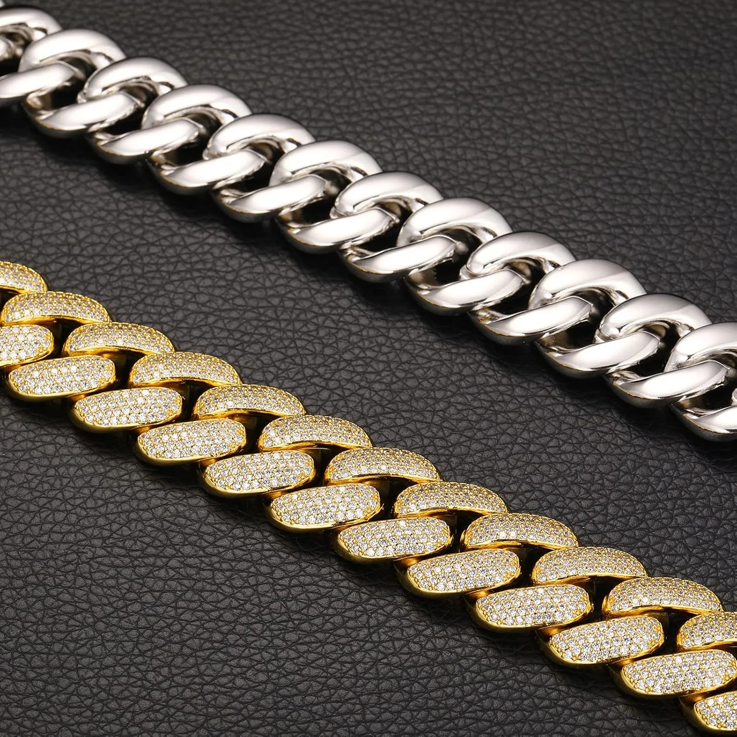 20mm Iced Out Cuban Link Chain 18K White Gold Plated 4-Row dense 5A  Cubic Zirconia Bling Diamond Necklace Hip Hop Rapper Luxury Jewelry Thick Heavy Cuban Link Chain for Men and Women