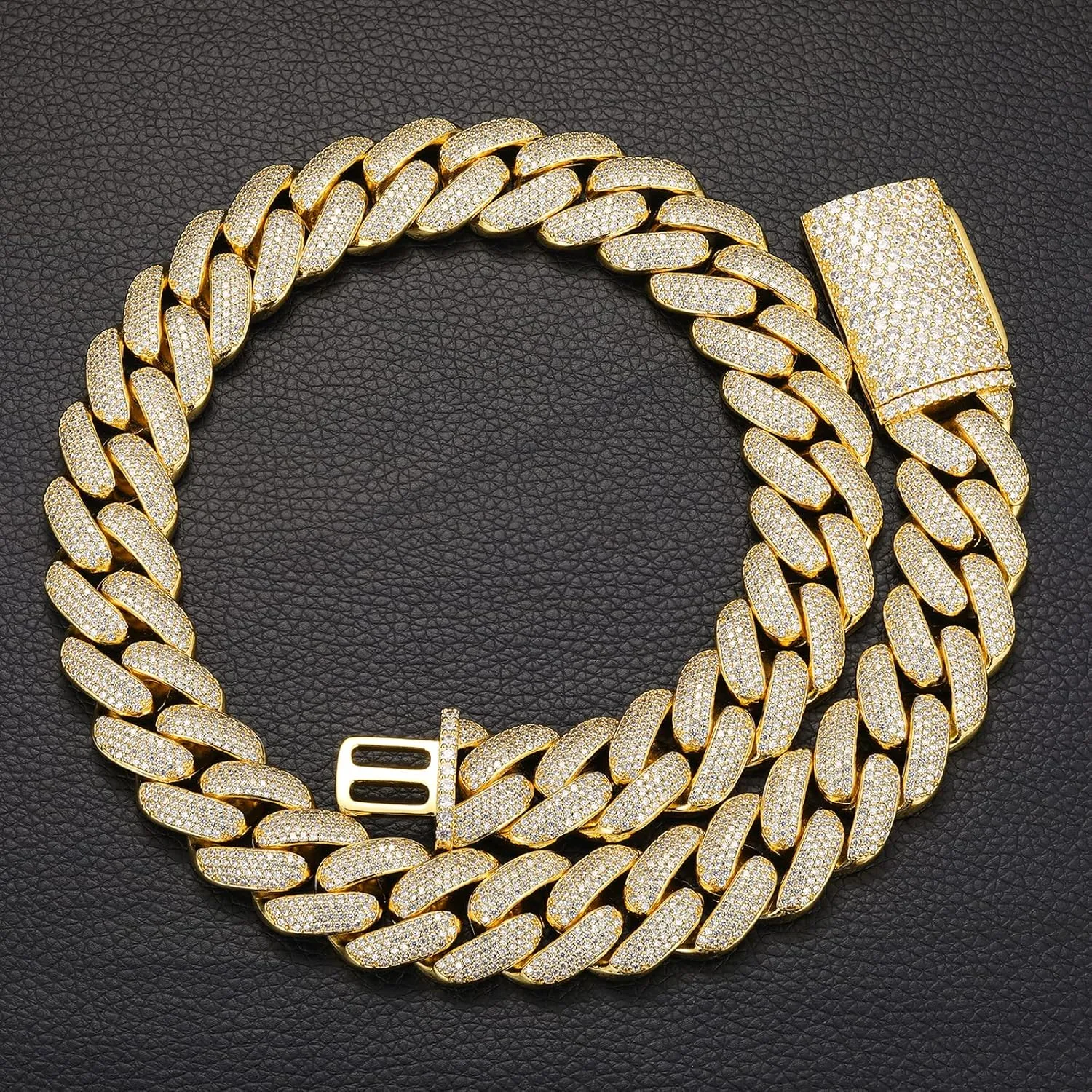 20mm Iced Out Cuban Link Chain 18K White Gold Plated 4-Row dense 5A  Cubic Zirconia Bling Diamond Necklace Hip Hop Rapper Luxury Jewelry Thick Heavy Cuban Link Chain for Men and Women