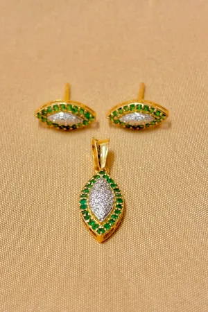 22 KT Gold Designer Emerald Pendant Set (D60)