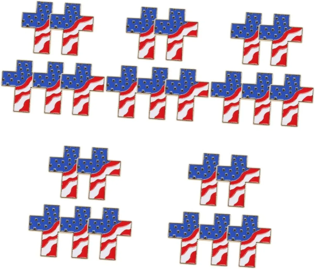 25 pcs Party Clothes Pin The and Independence Stripes Enamel Decorative Jewelry American Sweater Cape for Day Flag Stars Blouse Patriotic Brooches Religious Shawl Pattern