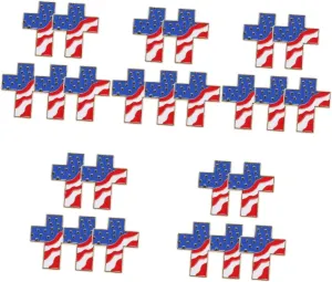 25 pcs Party Clothes Pin The and Independence Stripes Enamel Decorative Jewelry American Sweater Cape for Day Flag Stars Blouse Patriotic Brooches Religious Shawl Pattern
