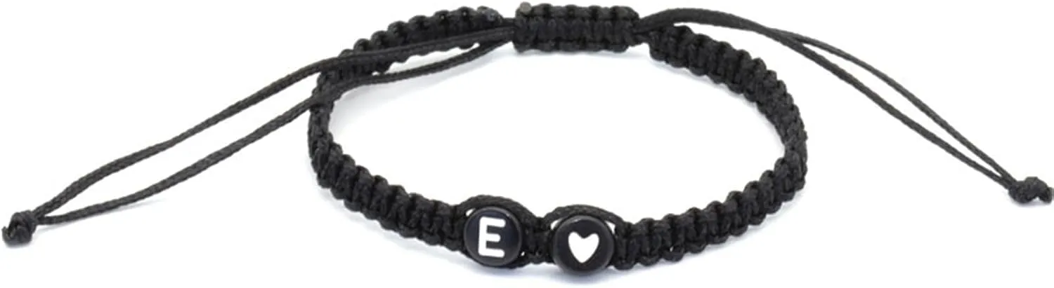 26 Letters & Heart Design Braided Drawstring Bracelet,Adjustable Heart Shaped Couple Bracelet, Friendship Bracelet.