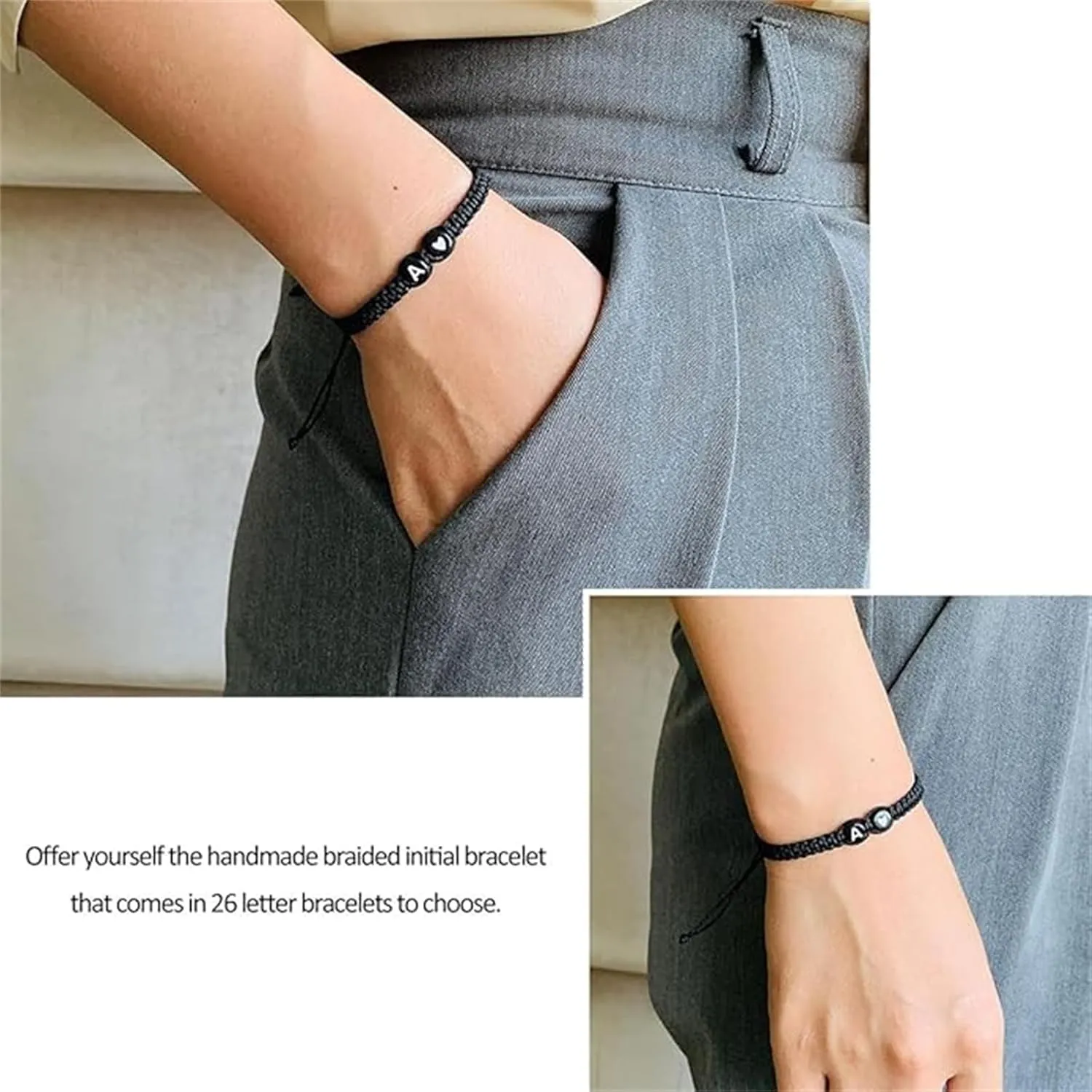 26 Letters & Heart Design Braided Drawstring Bracelet,Adjustable Heart Shaped Couple Bracelet, Friendship Bracelet.