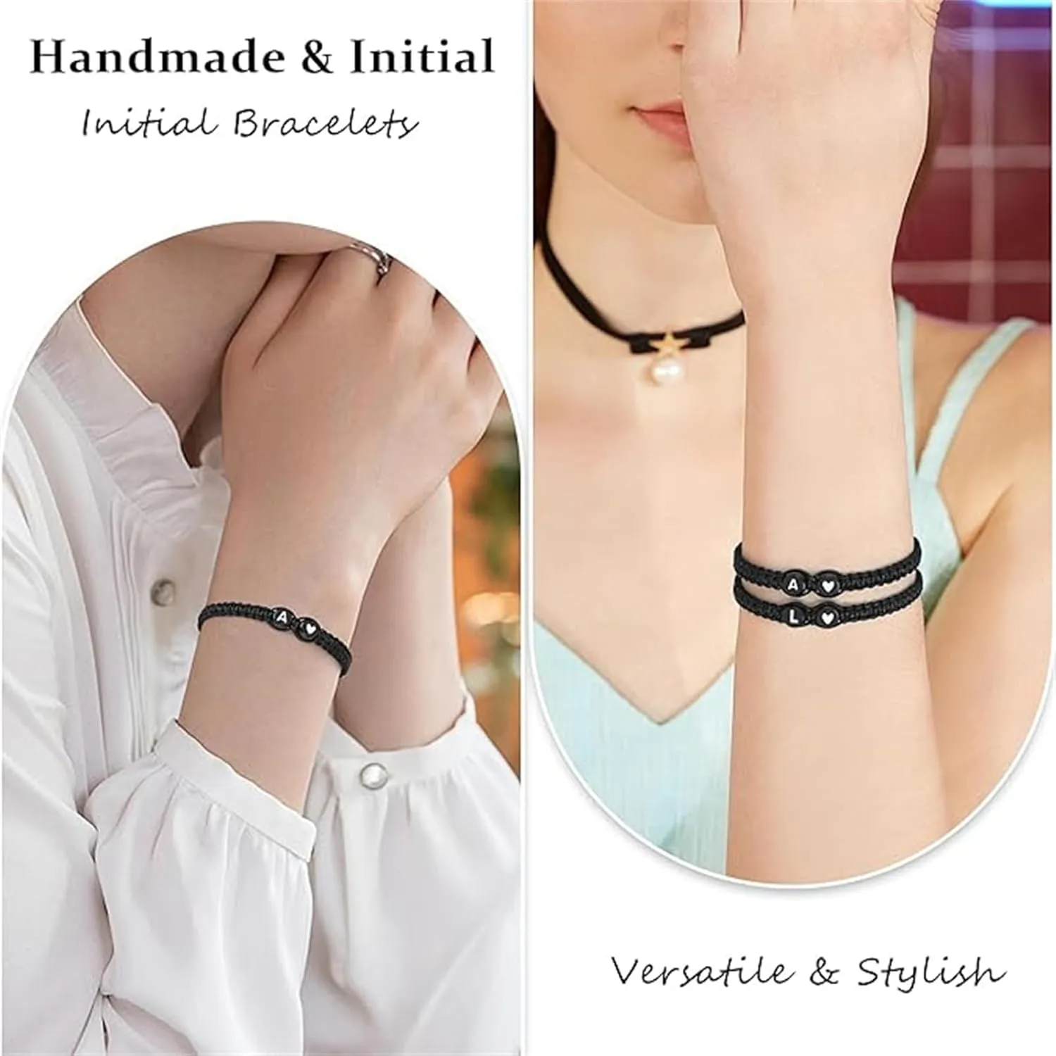 26 Letters & Heart Design Braided Drawstring Bracelet,Adjustable Heart Shaped Couple Bracelet, Friendship Bracelet.