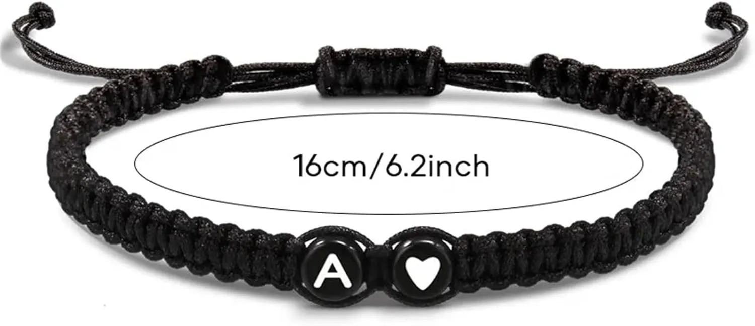 26 Letters & Heart Design Braided Drawstring Bracelet,Adjustable Heart Shaped Couple Bracelet, Friendship Bracelet.