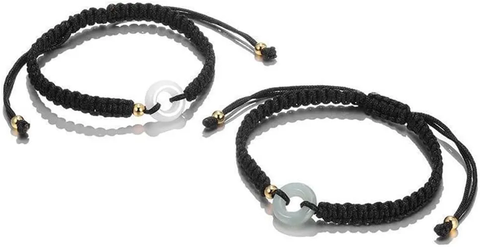2Pcs Ping An Buckle Bracelets for Couple Best Friends Chinese Style Jade Bangle Bracelet Friendship Best Wishes Jewelry