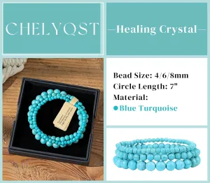 3 PCS Healing Crystal Beaded Bracelets for Women,Natural Stone Beads Stretch Bracelet Jewelry Gifts