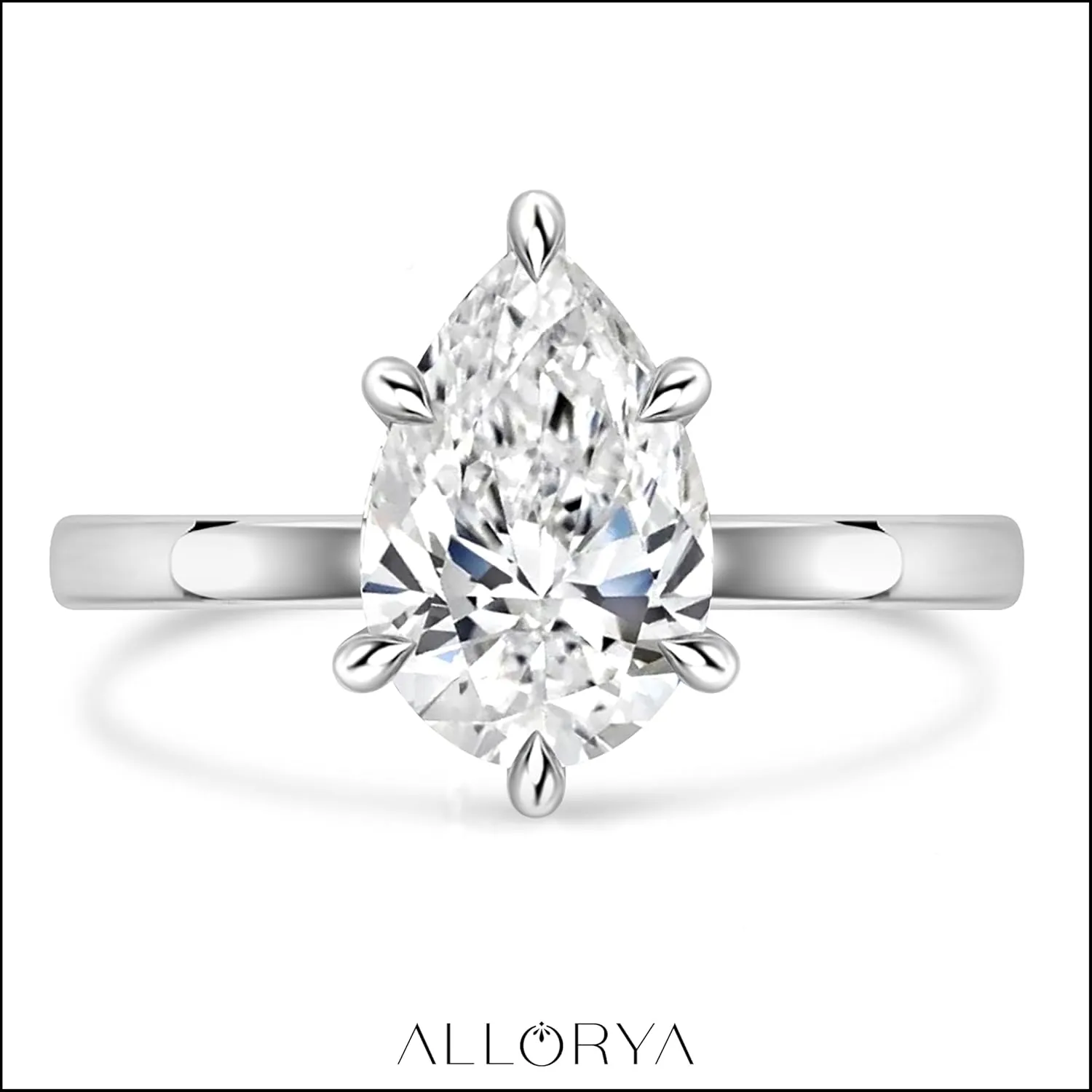 3.00 Carat Pear Shape Cubic Zirconia Sparkling Solitaire Engagement Ring for Women in 925 Sterling Silver