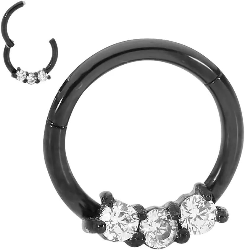365 Sleepers 316L Surgical Steel Hypoallergenic 16G Gem Septum Jewelry Hinged Segment Ring Body Piercing Hoop Lip Rings Helix Cartilage Rook Sleeper Earrings 8mm  10mm