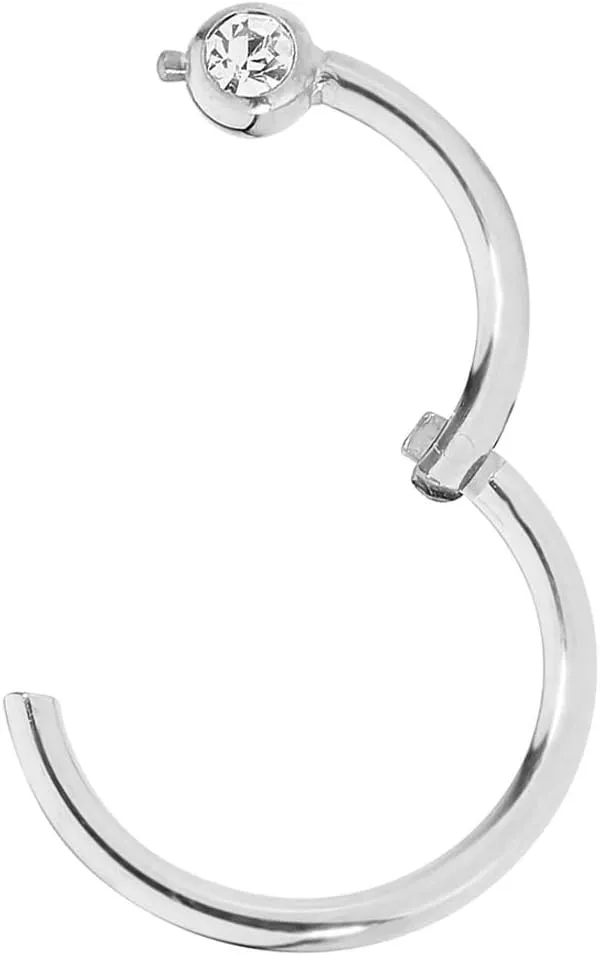 365 Sleepers 316L Surgical Steel Hypoallergenic 18G Gem BCR Ball Closure Septum Jewelry Hinged Segment Ring Body Piercing Hoop Lip Rings Helix Cartilage Rook Sleeper Earrings 6mm  10mm