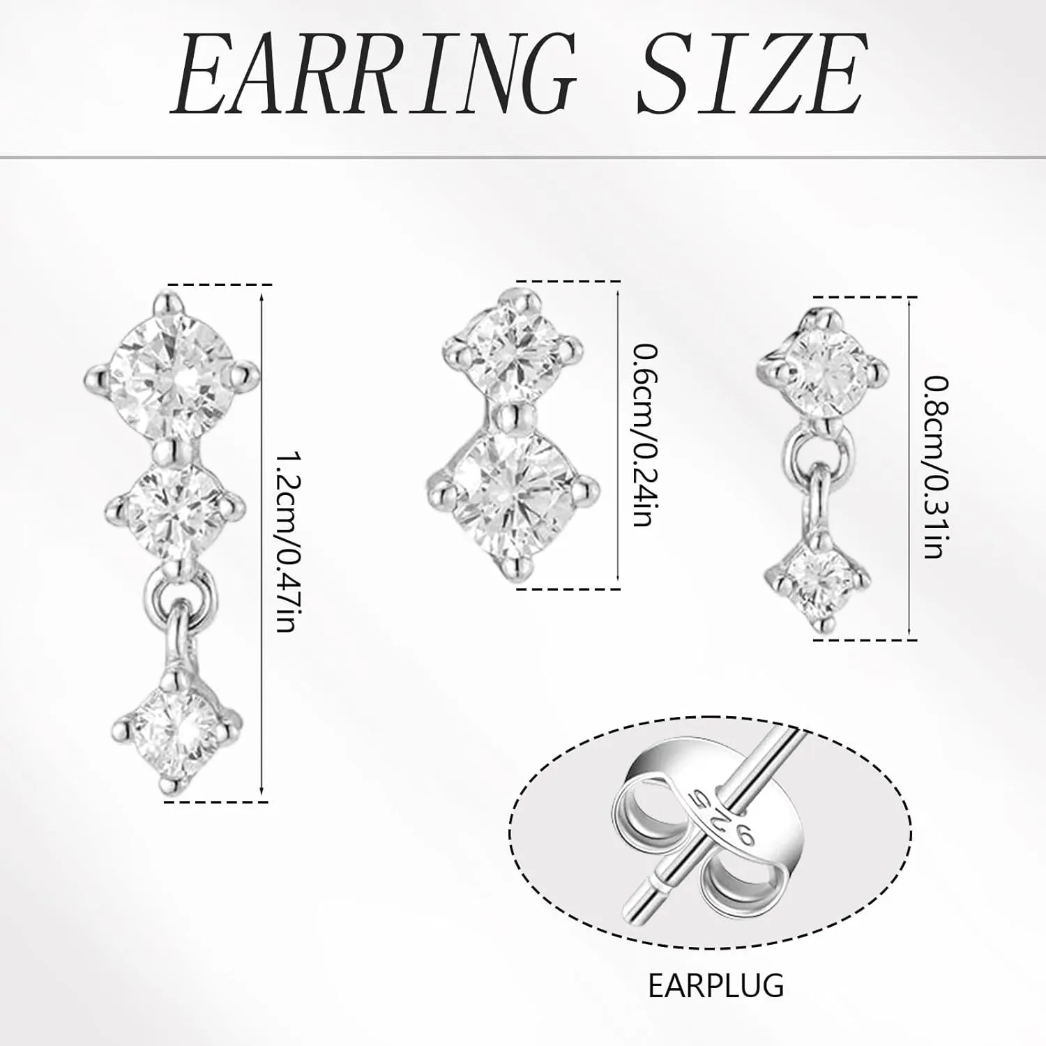 3Pairs 14k Gold Plated 925 Sterling Silver Stud Earrings for Women,Dainty stud earrings,Hypoallergenic Gold Studs Earrings,Tragus Earrings,Small Dangle Earrings Sets for Multiple Piercing (Gold)