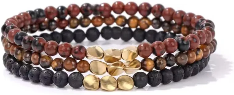3pcs/set Tibetan Buddhist 4mm Natural Stone Beads Bracelet Amazonite Gold Twisted Beads Bracelets For Women Men 