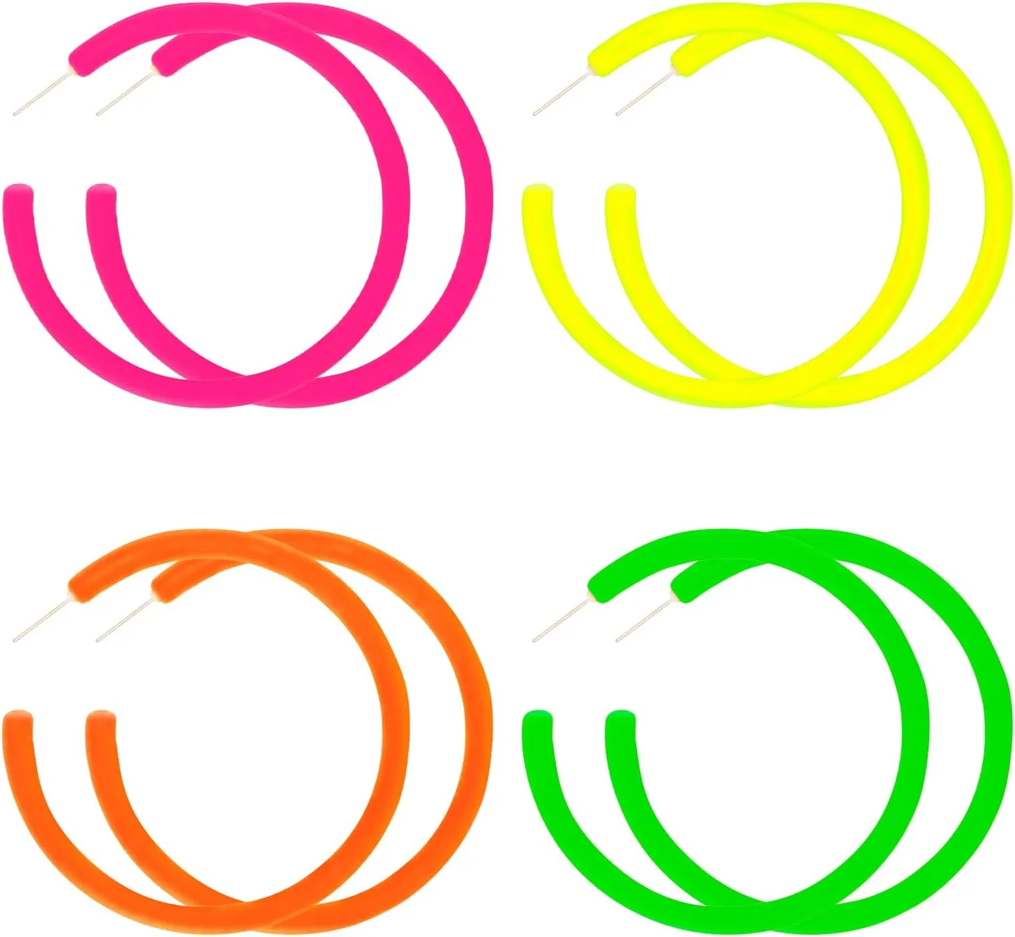 4 Pairs 80s Retro Neon Round Earrings for Women - Colorful Acrylic Hoop & Stud Earrings, Perfect for 80s Costume, Dancing Party, and Themed Events Mothers Day Gifts