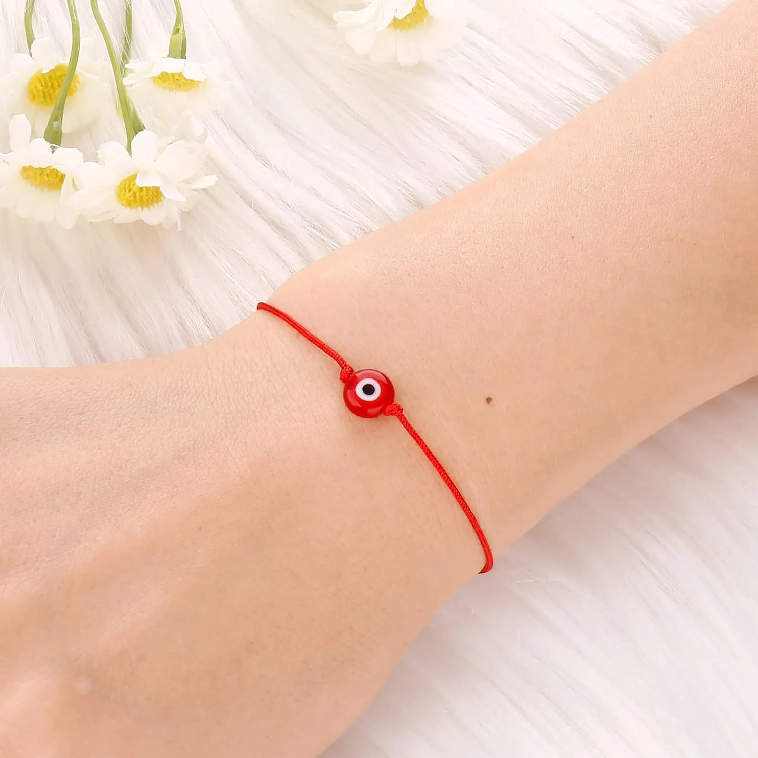 4 Pcs Evil Eye Bracelets Adjustable Evil Eye Anklet Handmade Evil Eye Jewelry Lucky Protection Evil Eye Bracelet for Women