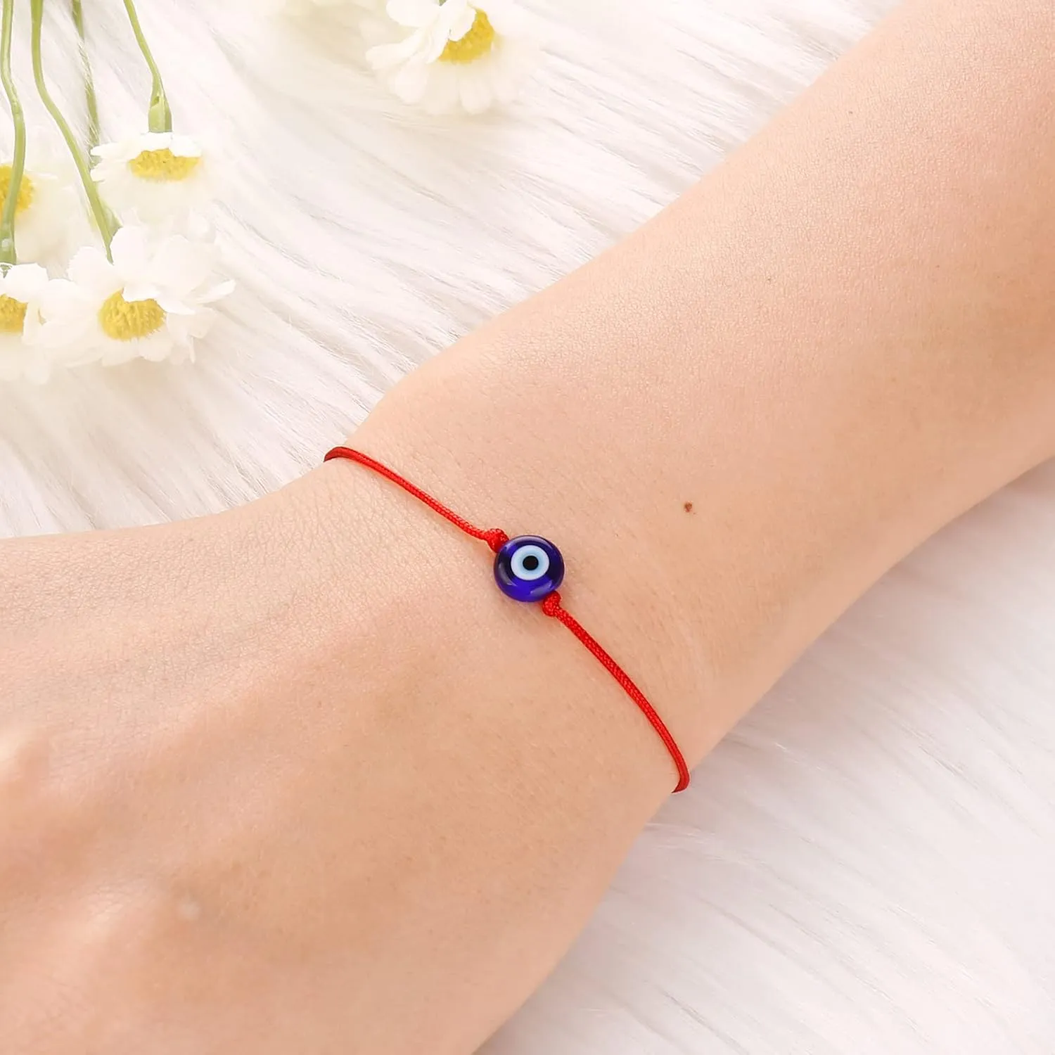 4 Pcs Evil Eye Bracelets Adjustable Evil Eye Anklet Handmade Evil Eye Jewelry Lucky Protection Evil Eye Bracelet for Women