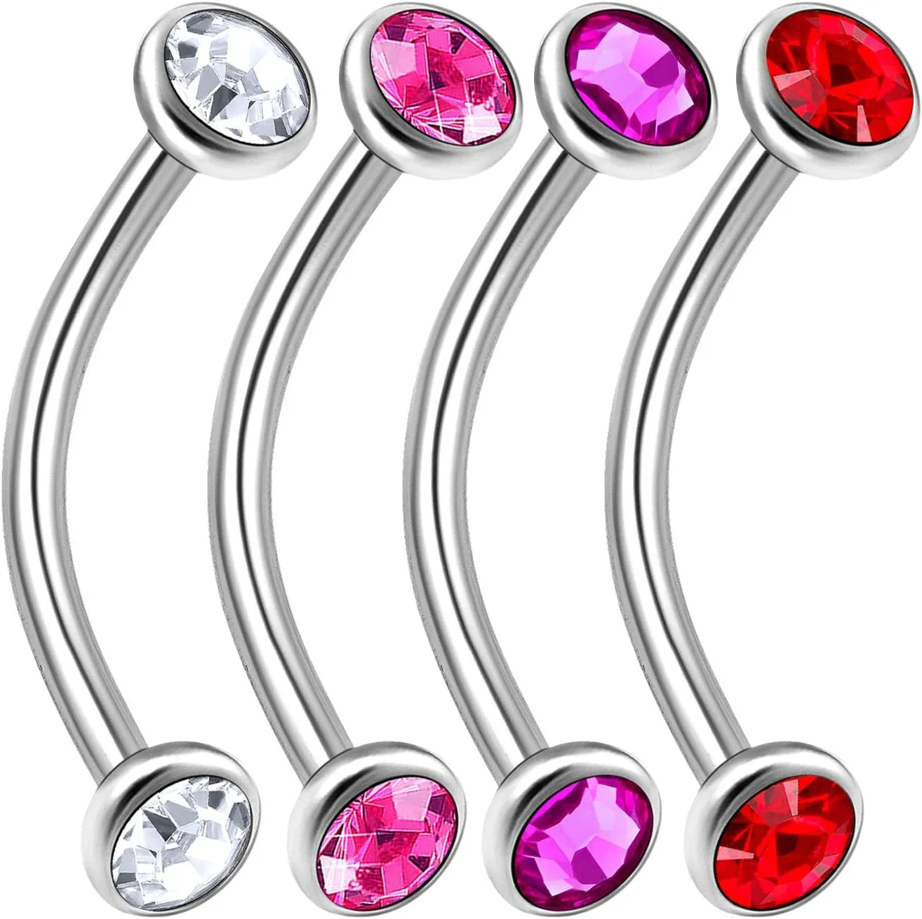 4Pcs 16g 12mm Curved Barbells Piercing Ear Lobe Bridge Eyebrow Cartilage Helix Snug Anti Tragus Rim Halfball BXAS Pick Color