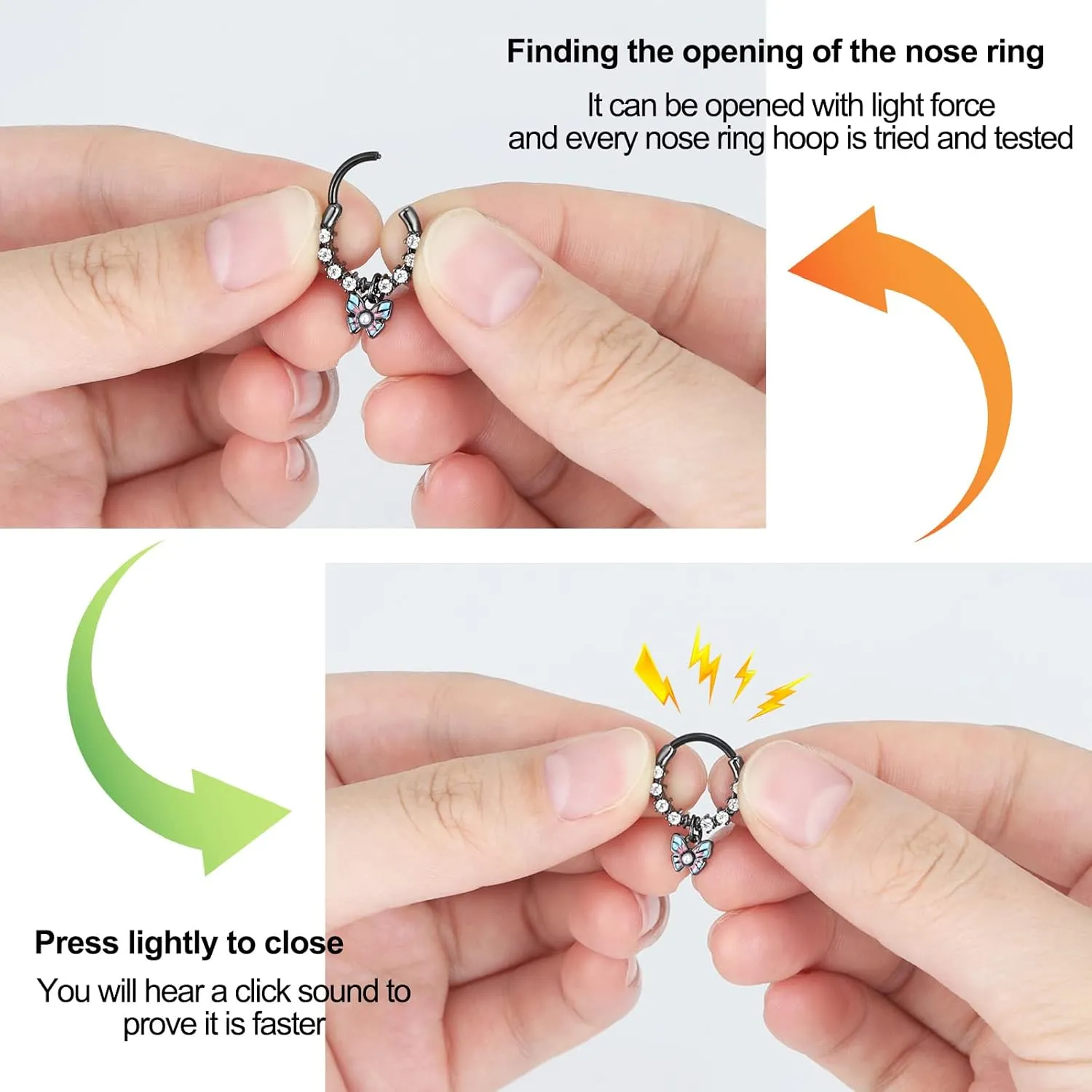 4Pcs 16G Septum Rings for Women Dangle Nose Rings Hoops Surgical Steel CZ Opal Sun Star Daith Earrings Cartilage Tragus Helix Piercing Jewelry