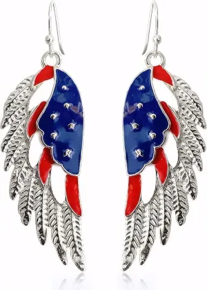 4th of July Patriotic Earrings, American Flag Earrings, Independence Day Stud Dangle Drop Earrings Hook Fashion Jewelry Gift for Women
