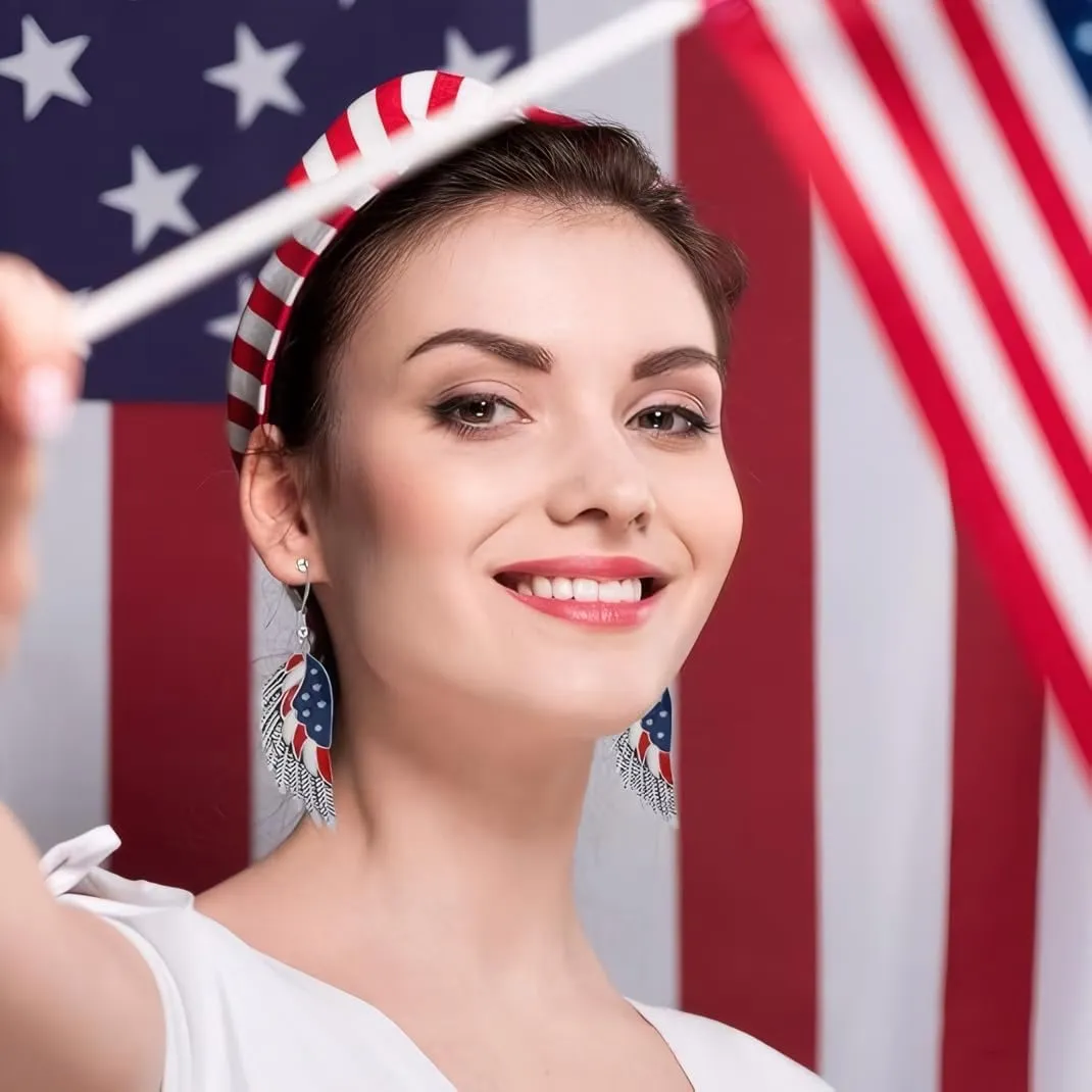 4th of July Patriotic Earrings, American Flag Earrings, Independence Day Stud Dangle Drop Earrings Hook Fashion Jewelry Gift for Women