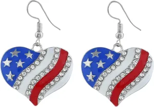 4th of July Patriotic Earrings, American Flag Earrings, Independence Day Stud Dangle Drop Earrings Hook Fashion Jewelry Gift for Women