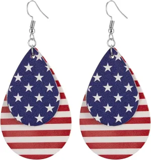 4th of July Patriotic Earrings, American Flag Earrings, Independence Day Stud Dangle Drop Earrings Hook Fashion Jewelry Gift for Women