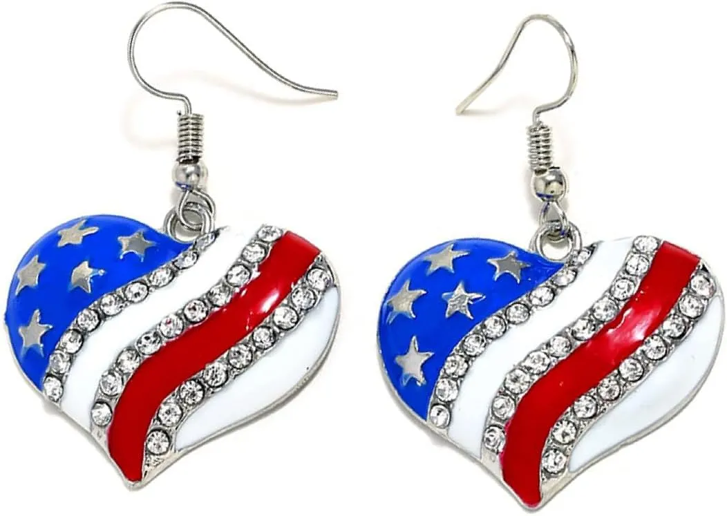 4th of July Patriotic Earrings, American Flag Earrings, Independence Day Stud Dangle Drop Earrings Hook Fashion Jewelry Gift for Women