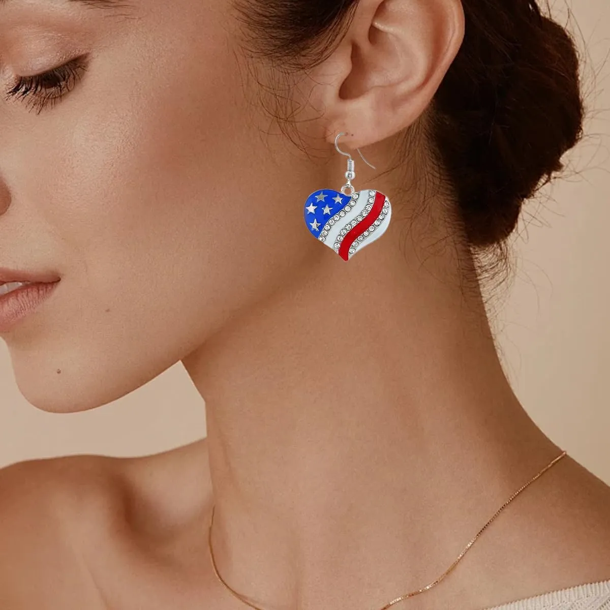 4th of July Patriotic Earrings, American Flag Earrings, Independence Day Stud Dangle Drop Earrings Hook Fashion Jewelry Gift for Women