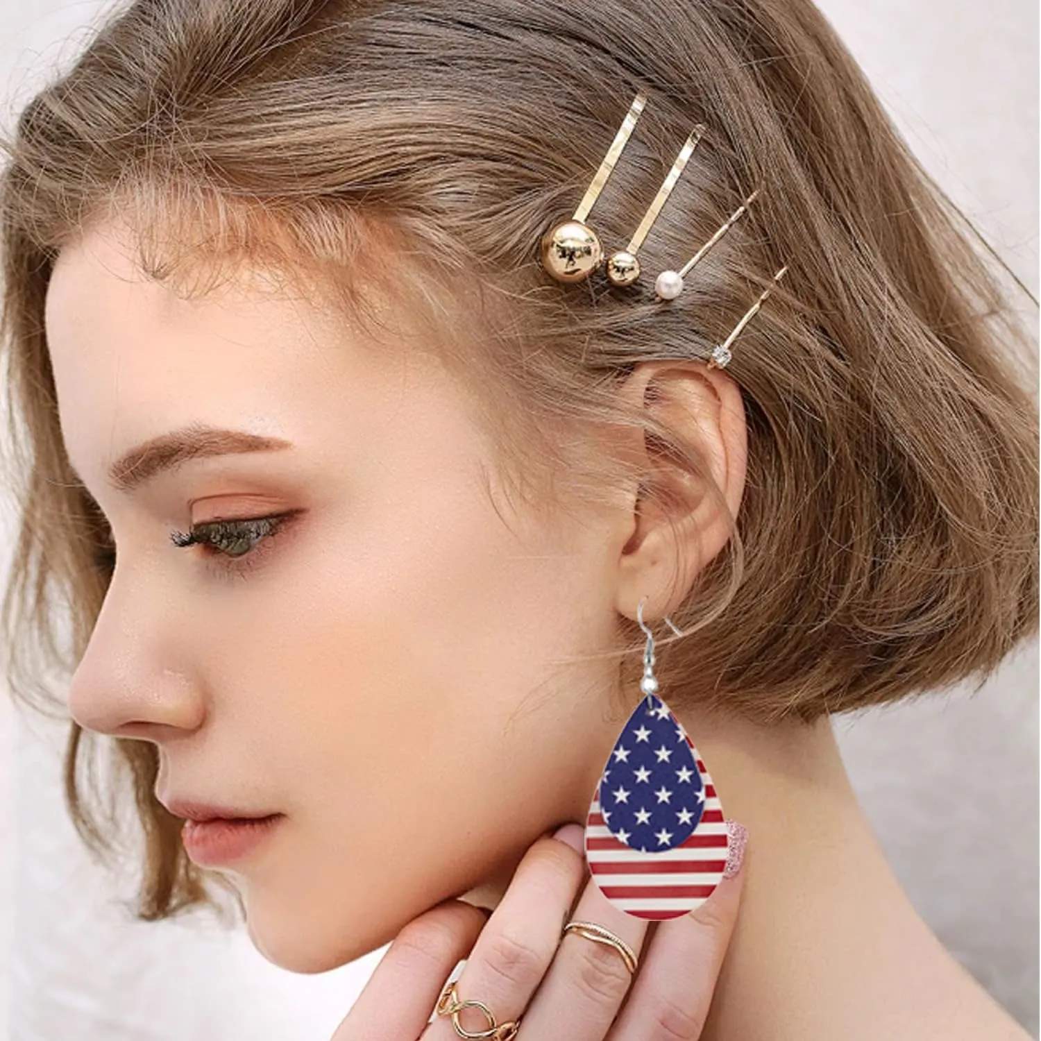 4th of July Patriotic Earrings, American Flag Earrings, Independence Day Stud Dangle Drop Earrings Hook Fashion Jewelry Gift for Women
