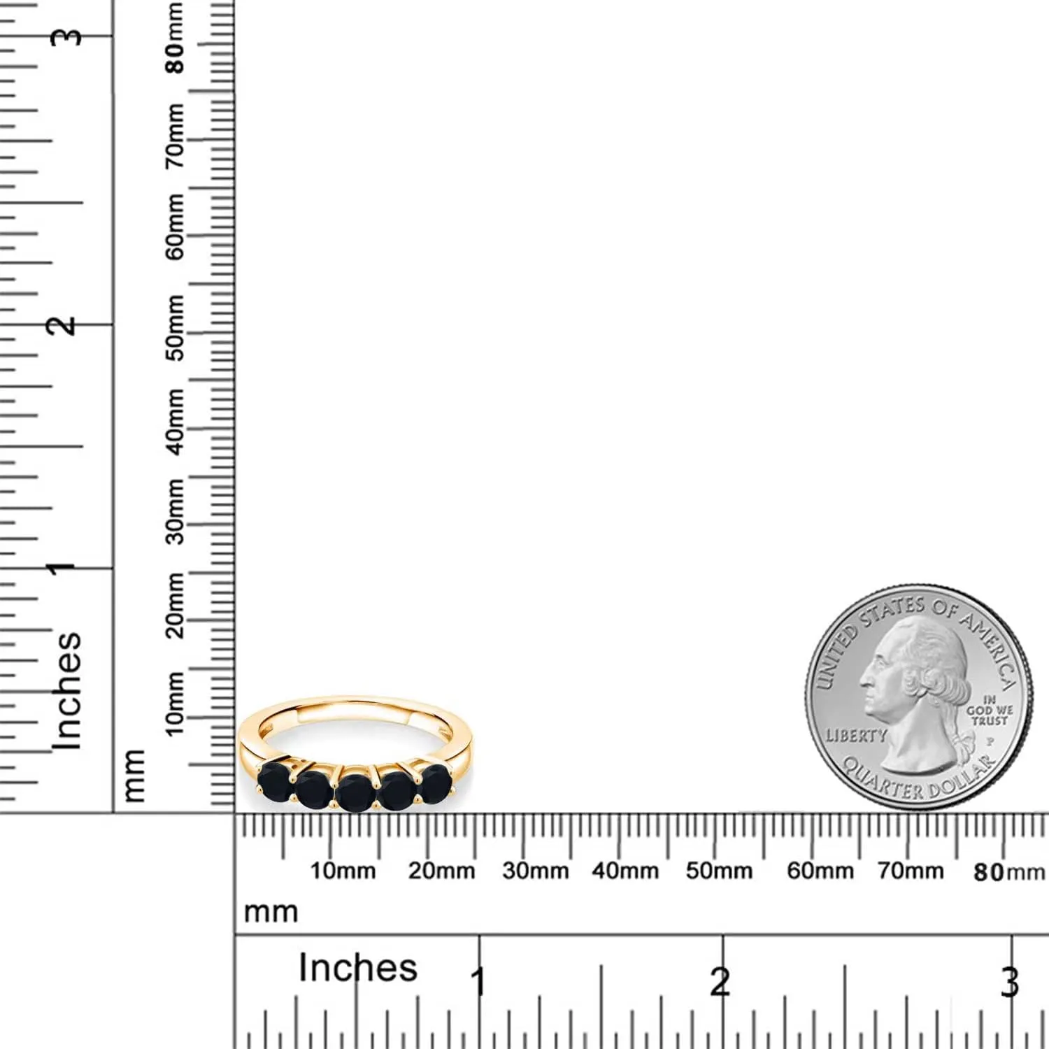 5-Stone Gemstone Birthstone Wedding Band Ring for Women in 18K Yellow Gold Plated Silver | Round 3.5MM | Stackable Engagement Anniversary Promise Ring | Fine Jewelry for Her Mom Wife | Sizes 5-9