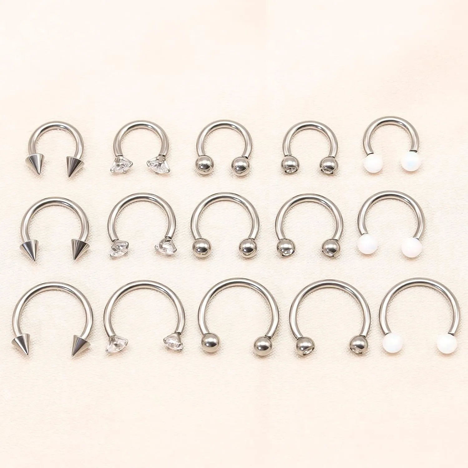 5pcs G23 Titanium Nose Horseshoe Septum Rings Curved Barbell Eyebrow Lip Labret Rings Tragus Helix Daith Earrings Monroe Piercing Jewelry