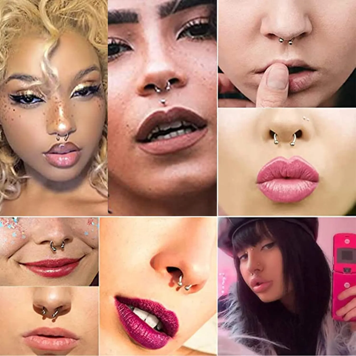 5pcs G23 Titanium Nose Horseshoe Septum Rings Curved Barbell Eyebrow Lip Labret Rings Tragus Helix Daith Earrings Monroe Piercing Jewelry