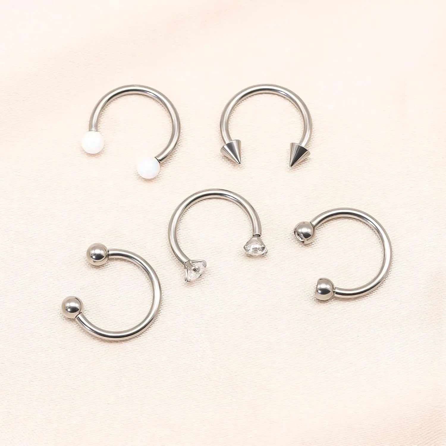 5pcs G23 Titanium Nose Horseshoe Septum Rings Curved Barbell Eyebrow Lip Labret Rings Tragus Helix Daith Earrings Monroe Piercing Jewelry