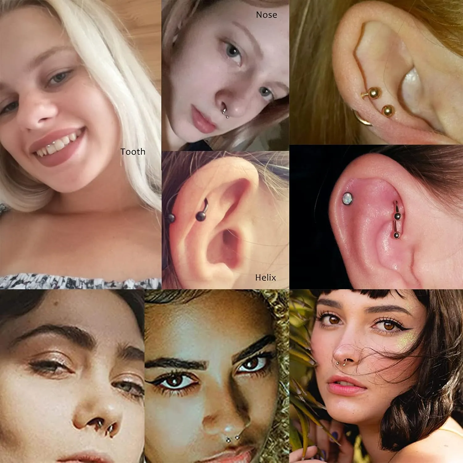 5pcs G23 Titanium Nose Horseshoe Septum Rings Curved Barbell Eyebrow Lip Labret Rings Tragus Helix Daith Earrings Monroe Piercing Jewelry